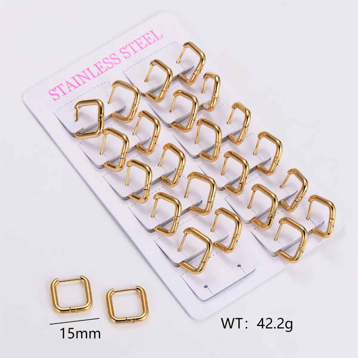 12 Pairs Simple Style Solid Color Asymmetrical Plating Stainless Steel 18k Gold Plated Hoop Earrings