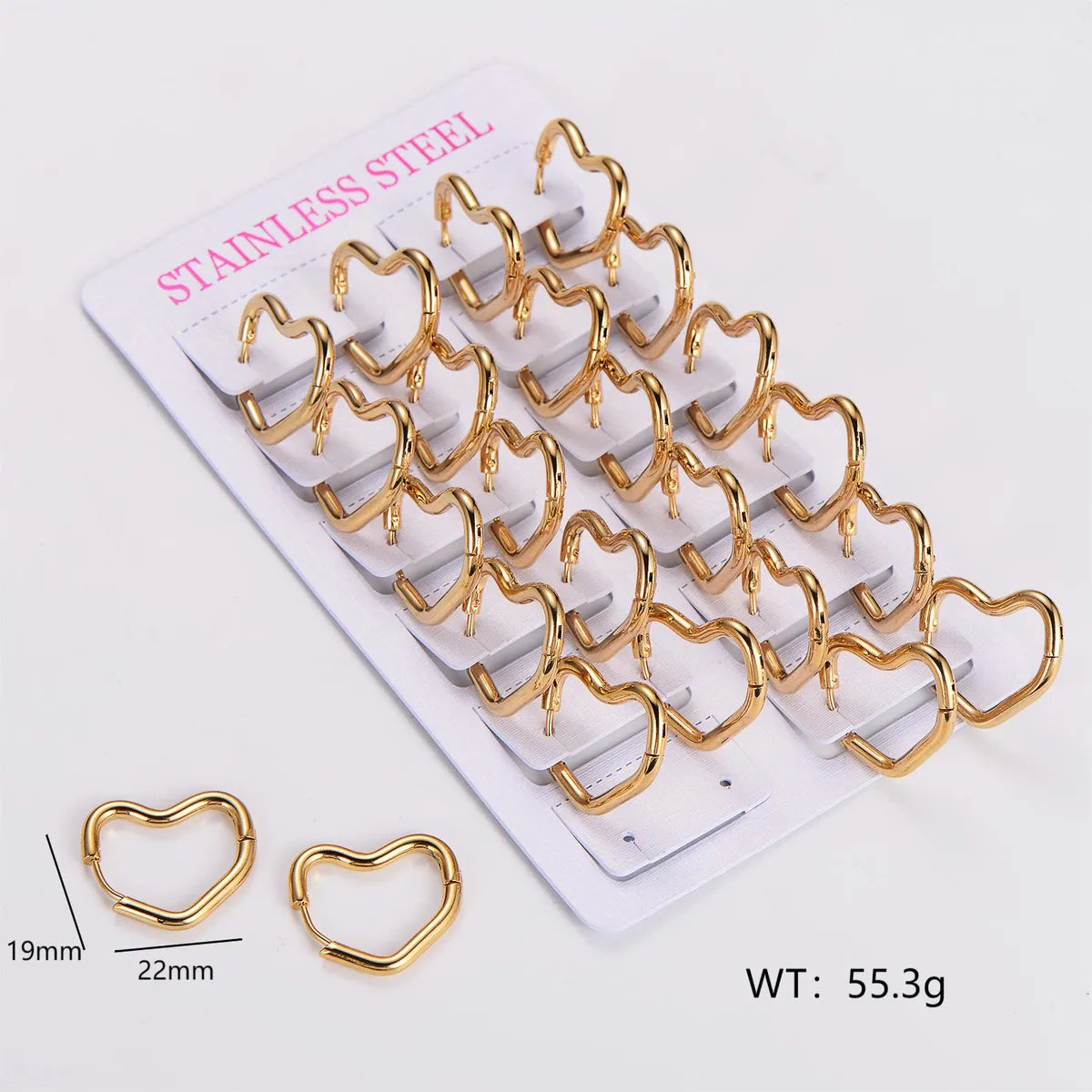 12 Pairs Simple Style Solid Color Asymmetrical Plating Stainless Steel 18k Gold Plated Hoop Earrings