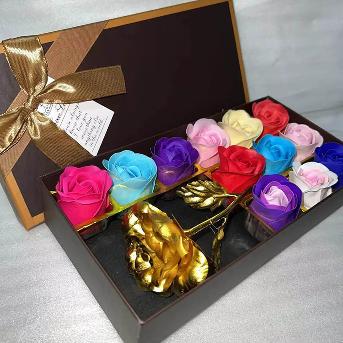 12 Roses Soap Flower Gift Box Plus Bear Valentine&#39;S Day Children&#39;S Day Small Gift Birthday Gift Graduation Gift