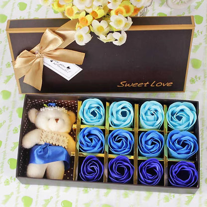 12 Roses Soap Flower Gift Box Plus Bear Valentine&#39;S Day Children&#39;S Day Small Gift Birthday Gift Graduation Gift