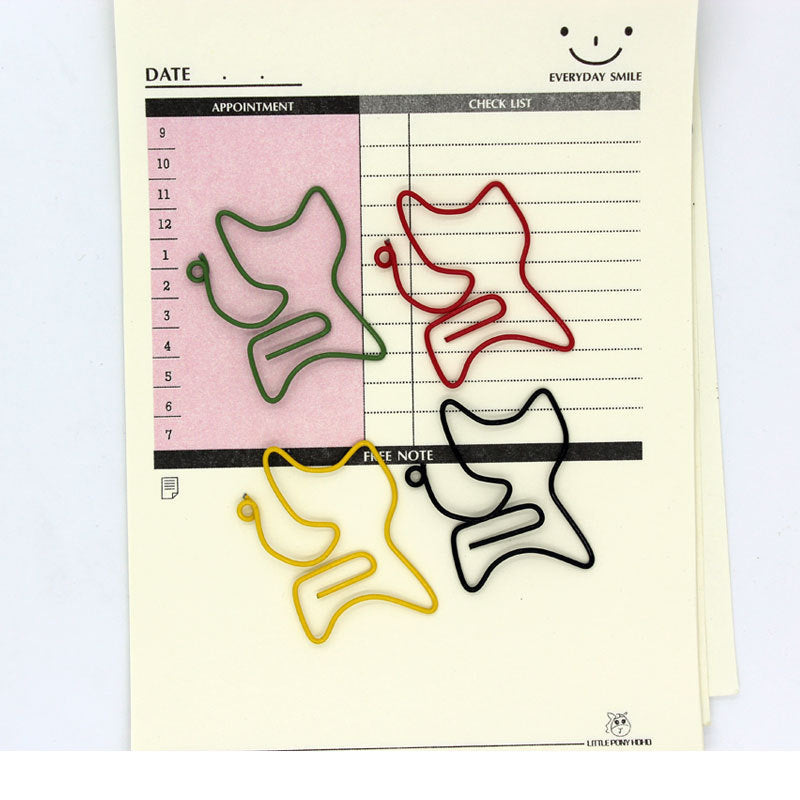 Creative Cute Solid Color Cat Shape Student Office Paper Clip Color Random