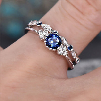 Fashion Round Alloy Inlay Rhinestones Women's Rings 2 Pieces