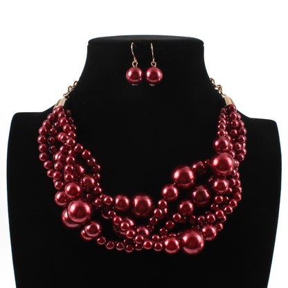 Plastic Fashion Geometric Necklace  (red) Nhct0307-red