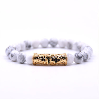 Natural Stone Fashion Skeleton Skull Bracelet  (green Pine Suit) Nhyl0384-green-pine-suit