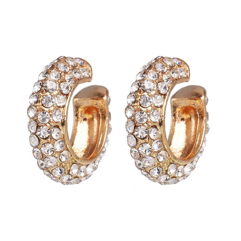 Fashion Geometric Diamond Alloy Artificial Gemstones Earrings Ear Studs