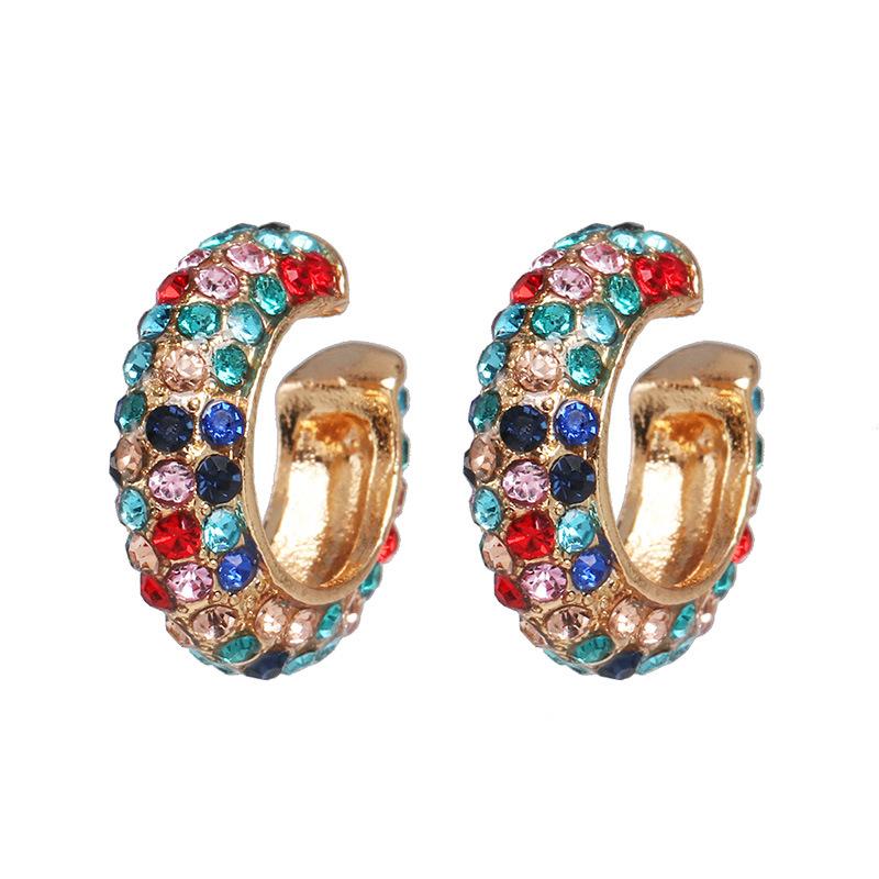 Fashion Geometric Diamond Alloy Artificial Gemstones Earrings Ear Studs