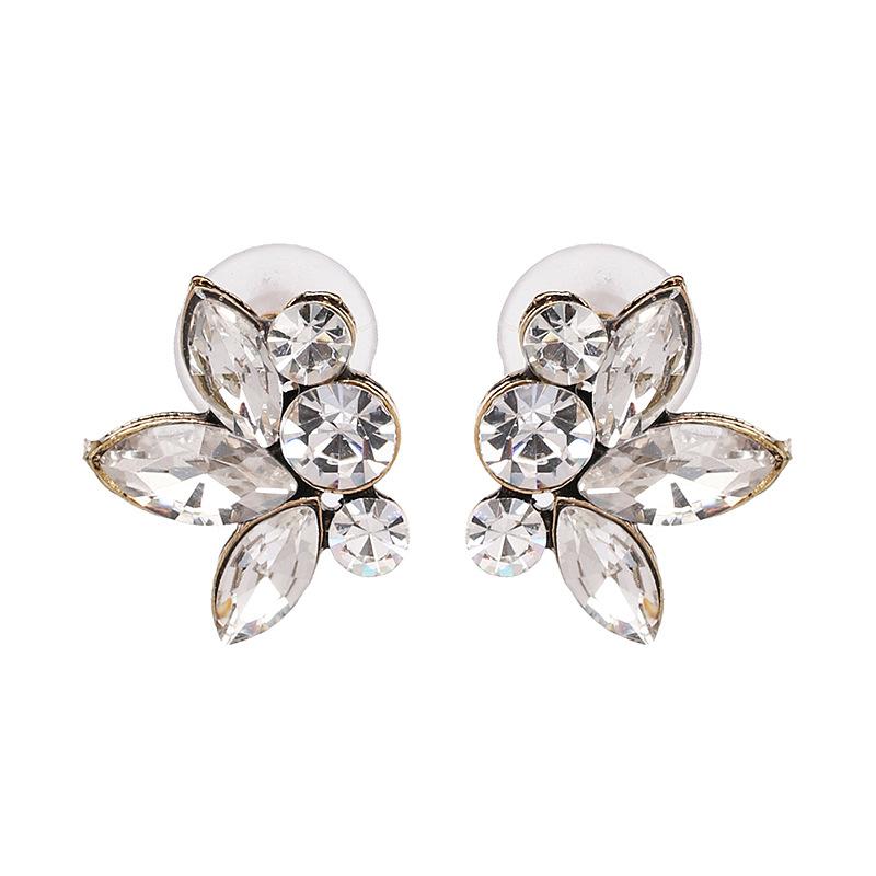 Womens Floral Rhinestone Alloy Earrings Jj190429119693