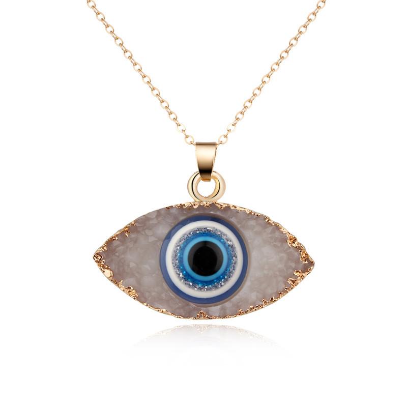 Unisex Eye Natural Stone Resin Necklaces Go190430120123