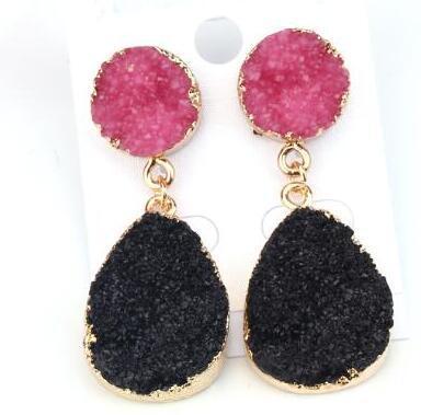 Womens Geometric Plastic Natural Stone  Resin Earrings Go190430120125