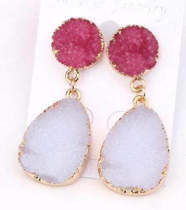 Womens Geometric Plastic Natural Stone  Resin Earrings Go190430120125