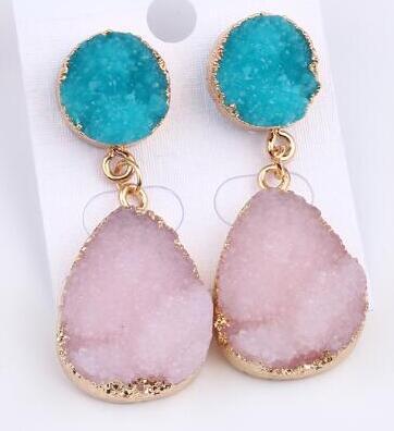 Womens Geometric Plastic Natural Stone  Resin Earrings Go190430120125