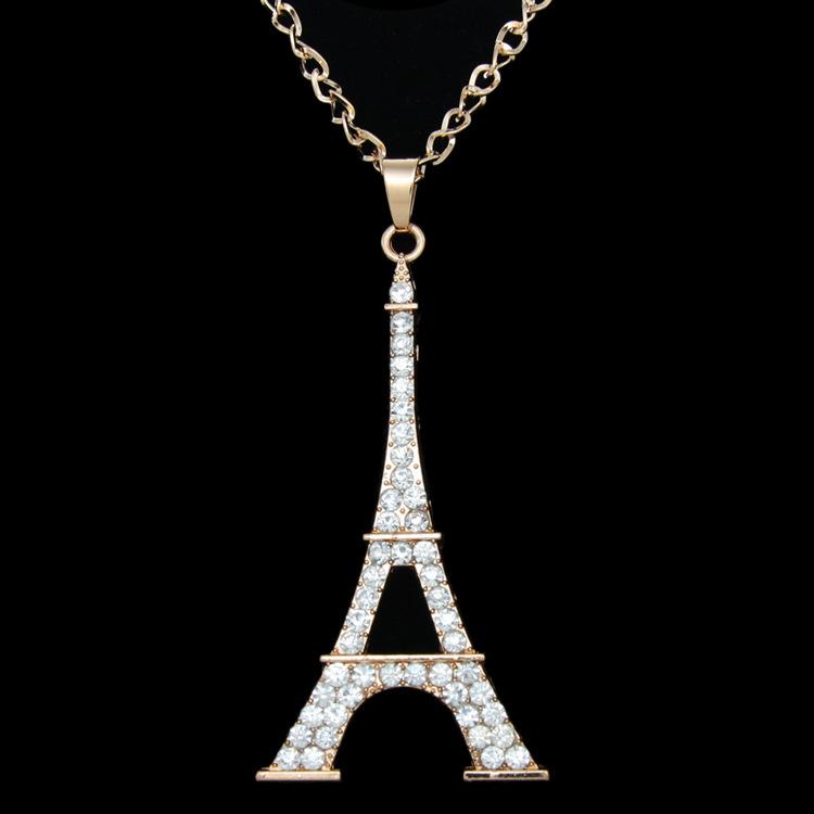 Unisex Eiffel Tower  Other Rhinestone-studded Alloy Rhinestone Hollow Necklace  Nhas120933