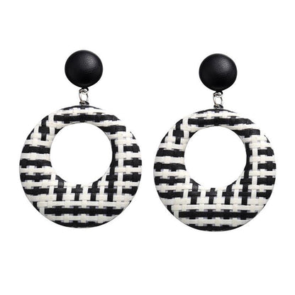 Creative Retro Simple Color Woven Round Earrings Nhpj122583