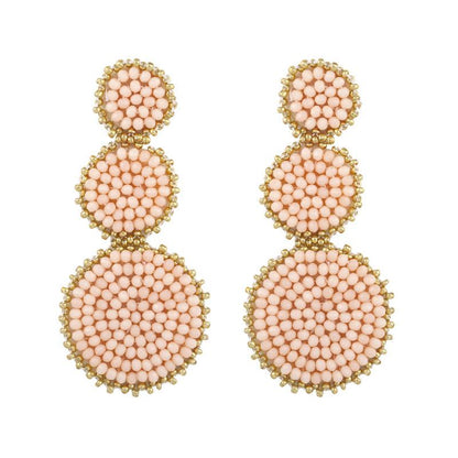 Fashion-shaped Round Mosaic Rice Beads Imitated Crystal Earrings Nhas132599