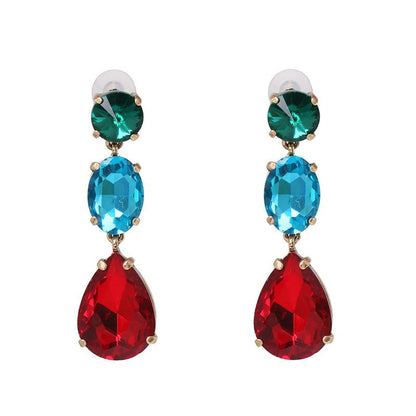 Womens Drop Shaped Rhinestone Alloy Earrings Nhjj138015