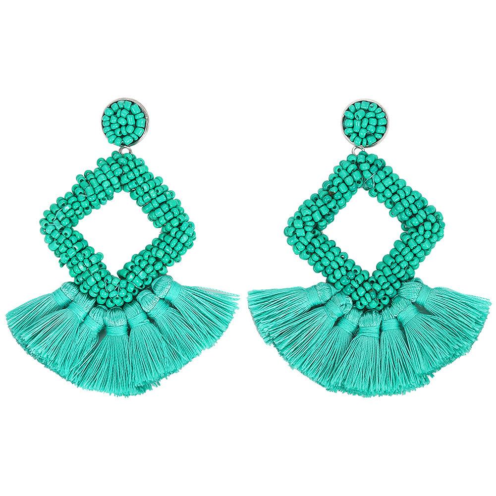 Fashion Woven Color Tassel Beads Earrings Nhjq141832