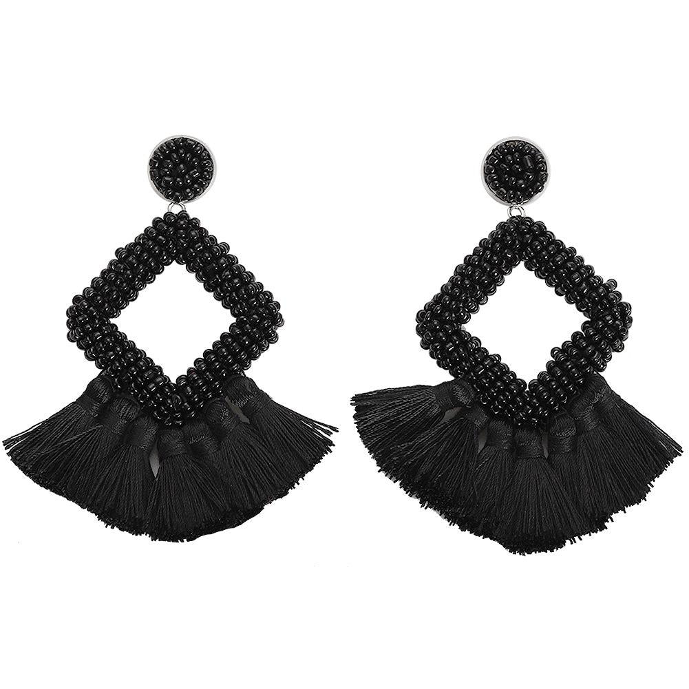 Fashion Woven Color Tassel Beads Earrings Nhjq141832