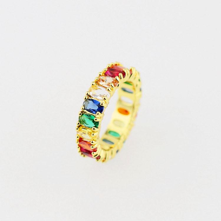 Micro-inlaid Oval Zircon Rainbow Ring Nhln143683