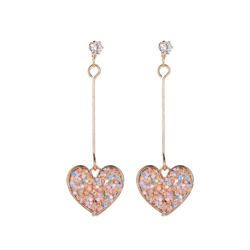 Heart Diamond Alloy Artificial Gemstones Earrings