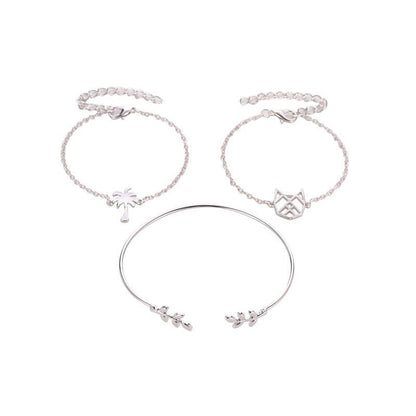 Fashion Openwork Kitten Bracelet Coconut Bracelet Three-piece Set Nhcu146567