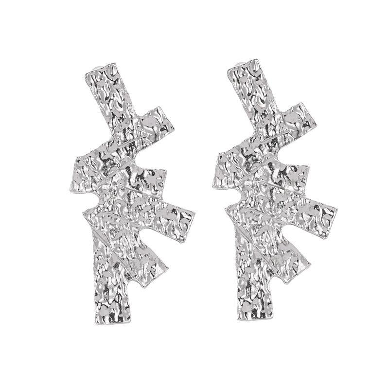 Geometric Rectangle Stitching Frosted Irregular Earrings Nhcu146588