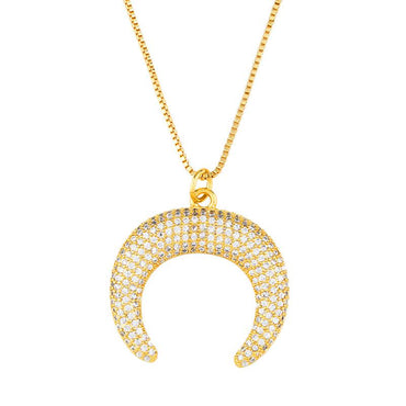 Womens Moon Zircon Copper Plated 18k Alloy Simple Necklaces Nhas147869
