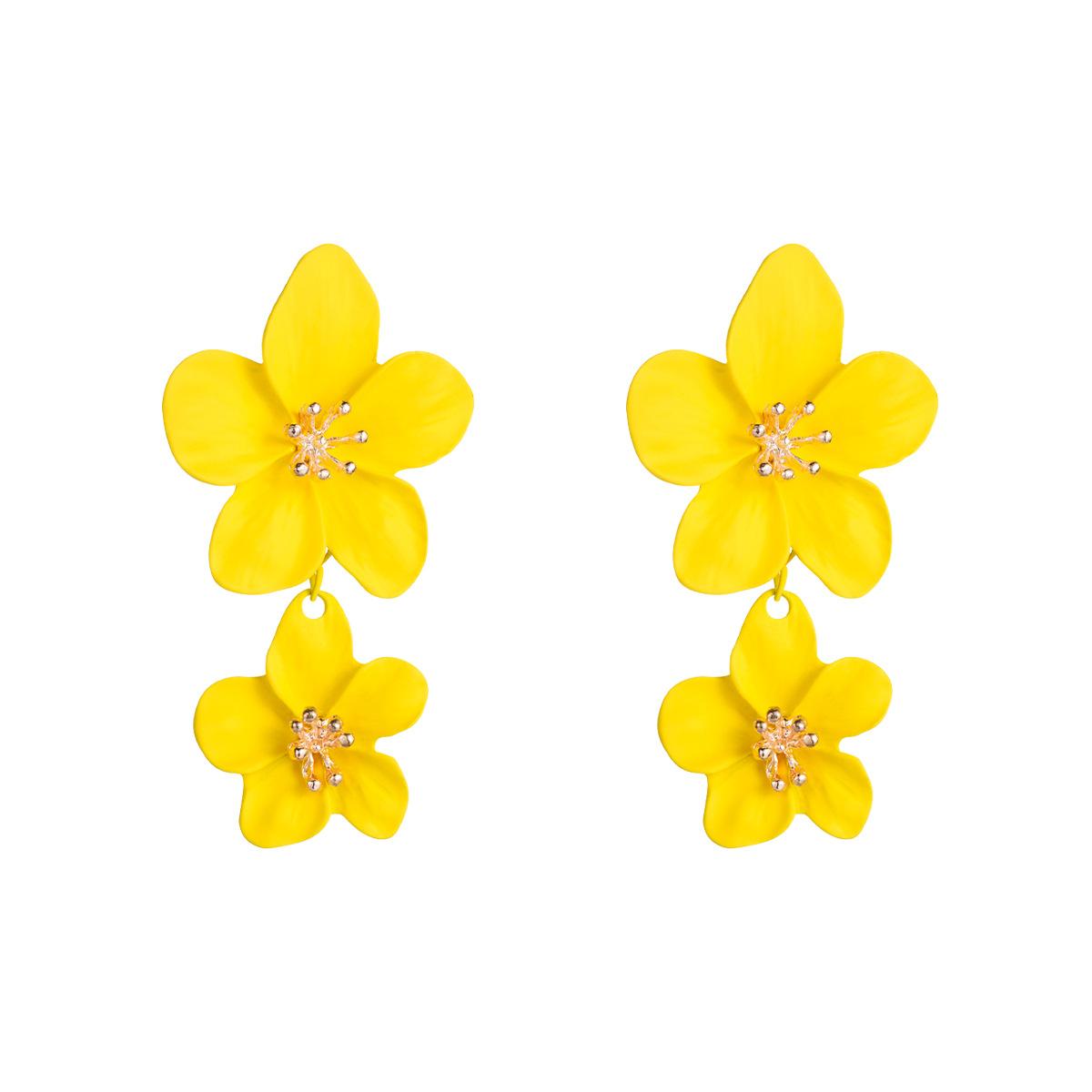 Fashion Flower Stoving Varnish Alloy Drop Earrings