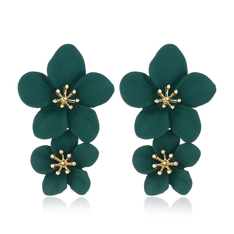 Fashion Flower Stoving Varnish Alloy Drop Earrings