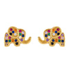 Simple Moving Color Copper Inlaid Zircon Elephant Dolphin Stud Earrings Nhas149172