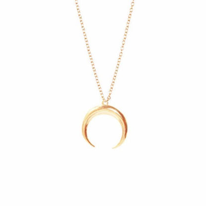 Fashion Plated Gold And Silver Crescent Pendant Necklace Nhcu149800