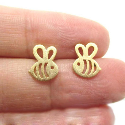 Alloy Plating Plane Hollow Bee Stud Earrings Nhcu149848