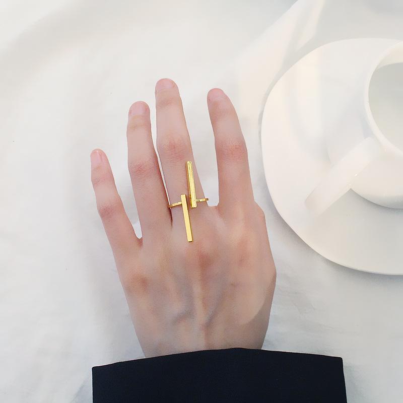 Creative Simple Opening Double Word Geometric Ring Nhdp150085