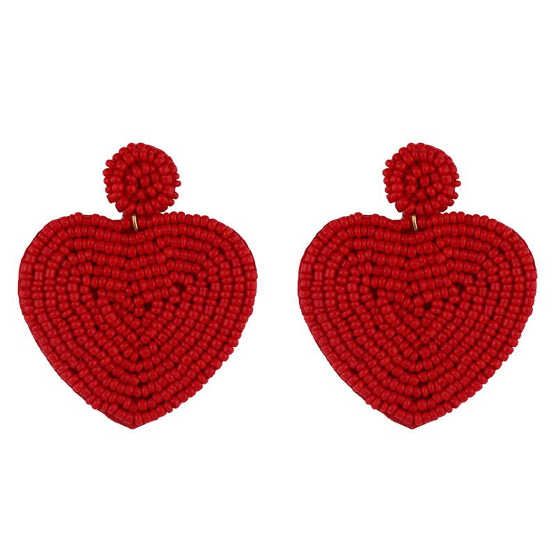 Beaded Heart-shaped Earrings Nhas150813