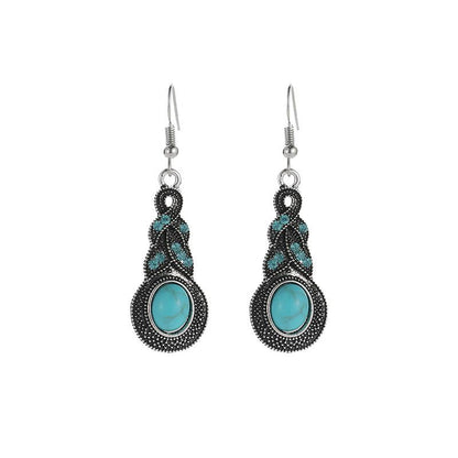 Ethnic Style Geometric Alloy Plating Turquoise Women's Earrings