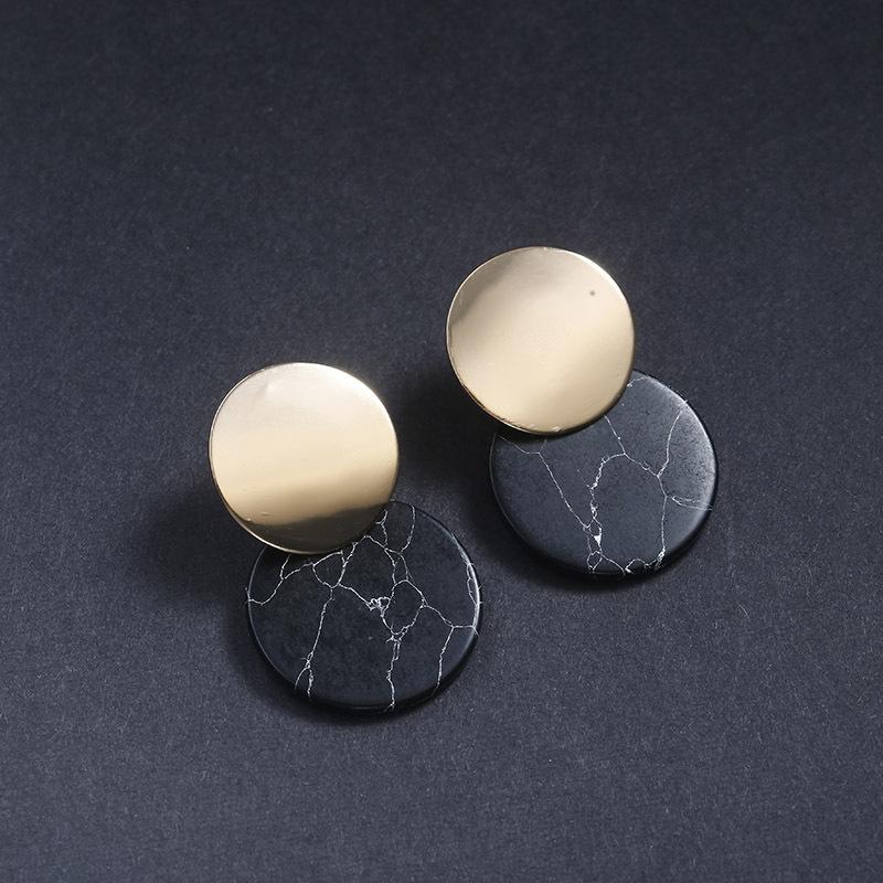 Black And White Vintage Marble Earrings Nhpf151913