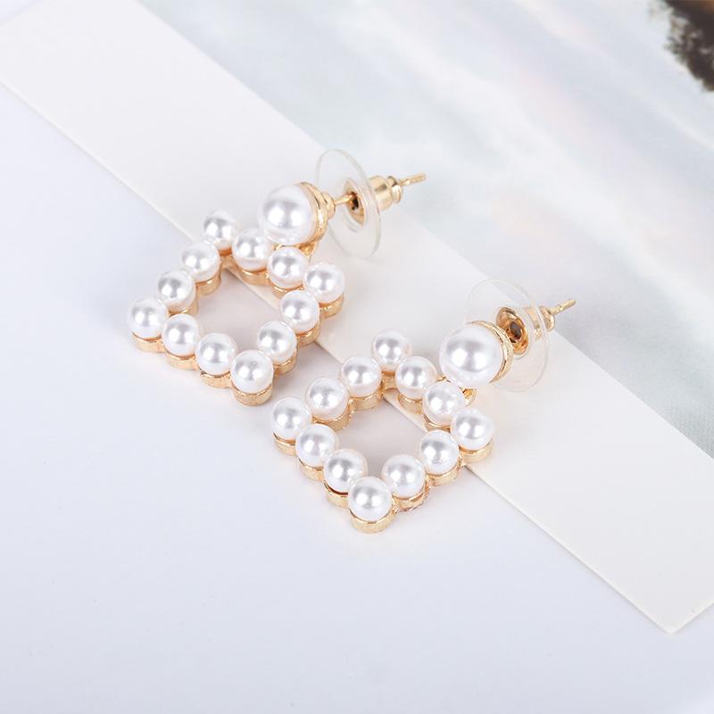 Simple Style Geometric Plating Alloy Artificial Gemstones Earrings