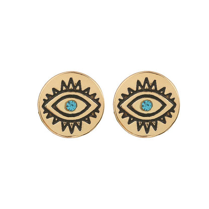 Simple Alloy With Diamonds Fatima Devil&#39;s Eye Eye Stud Earrings Nhhn154614