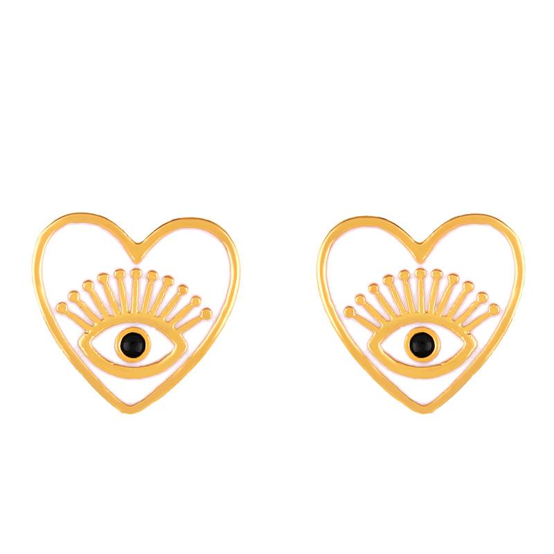 Fashion Copper Heart Shaped Eyes Stud Earrings Nhas155431