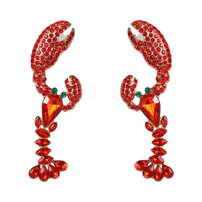 Fashion Lobster Diamond Alloy Acrylic Earrings Ear Studs