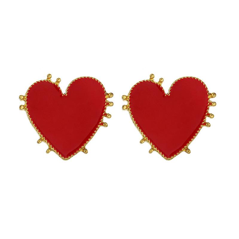 Vintage Alloy Drip Heart-shaped Stud Earrings Nhhn155534