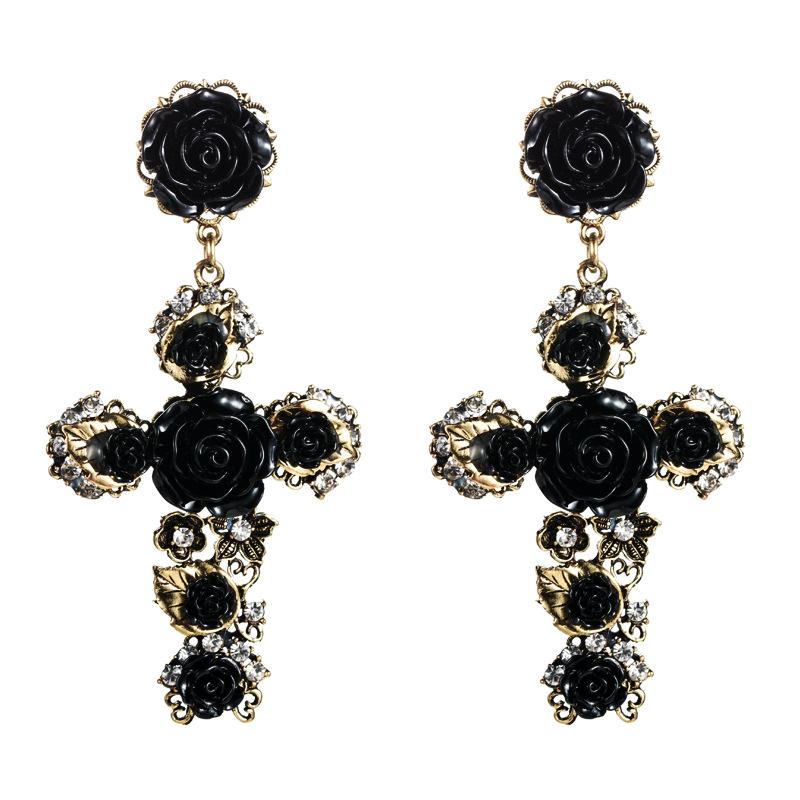 Retro Geometric Diamond Alloy Artificial Gemstones Earrings