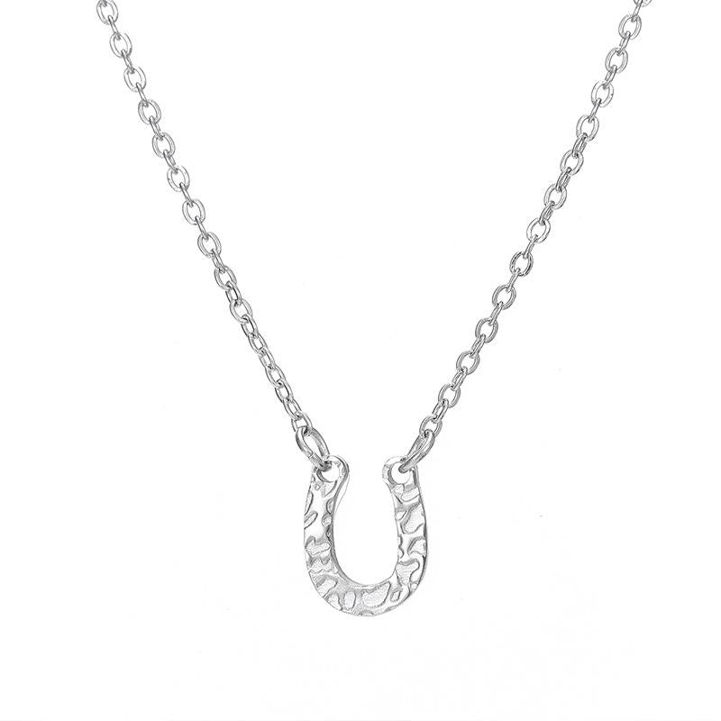 U-shaped Letter Pendant Stainless Steel Jewelry Necklace