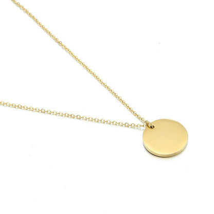 316l New Simple Stainless Steel Geometric Round Pendant Female Short Gold-plated Accessories Necklace