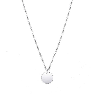 316l New Simple Stainless Steel Geometric Round Pendant Female Short Gold-plated Accessories Necklace