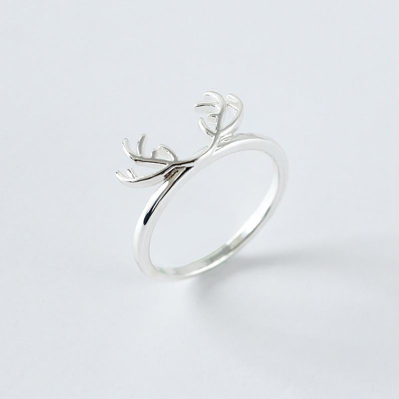 Christmas Reindeer Elk Ring Antlers Ring Tail Ring Silver Plated Ring Wholesales Fashion