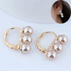 1 Pair Elegant Geometric Inlay Copper Pearl Ear Studs