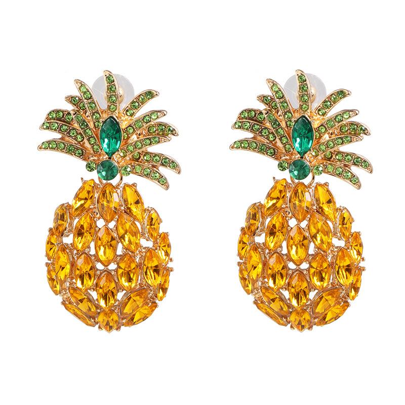 Rhinestone Crystal Pineapple Earrings Individual Fruit Earrings