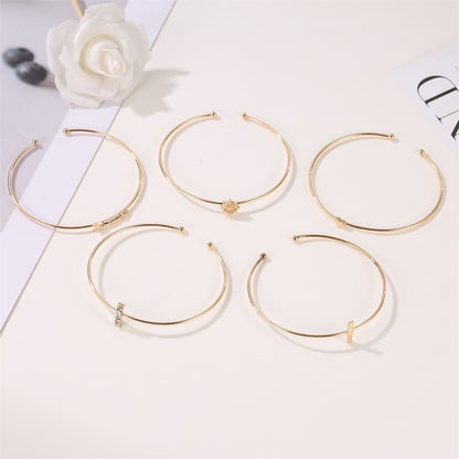 New Fashion Five-piece Arrow Love Metal Simple Alloy Bracelet Set For Women