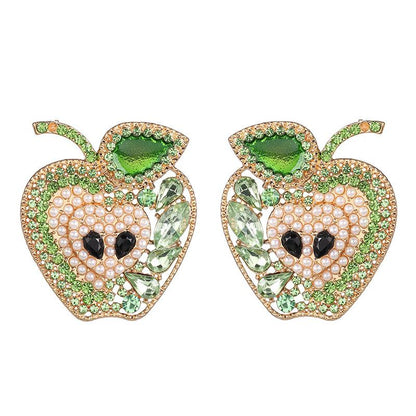 New Fruit Apple Earrings Diamond Earrings Wholesale