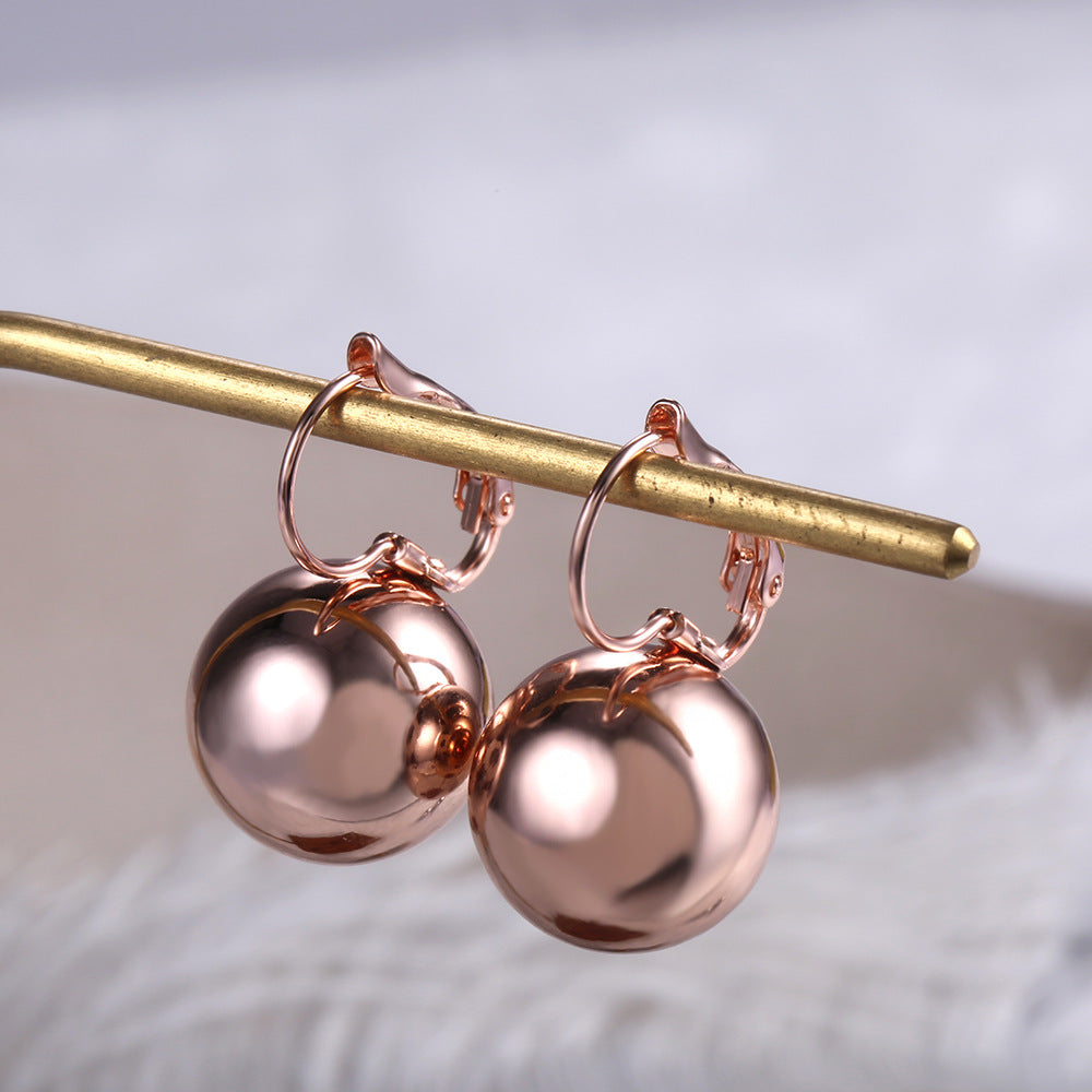 Simple Creative Ball Shaped Metal Copper Earrings Wholesale